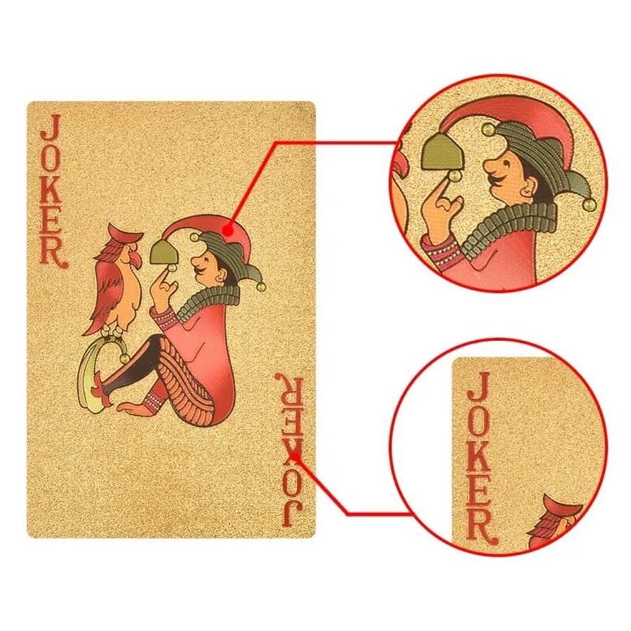 55pcs Golden เล่นความบันเทิงการ์ดทองฟอยล์ Pokers ชุด Magic การ์ด 24K ทองพลาสติกฟอยล์ Pokers ทนทานการ์ดกันน้ํา