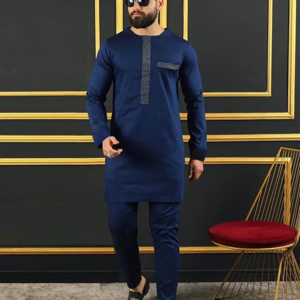 Conjunto tradicional africano para hombre, traje elegante y a la moda, conjunto informal bordado de dos piezas, caftán, novedad de 2024
