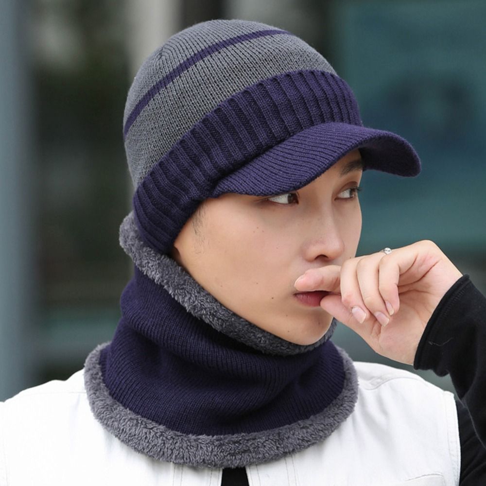 New Breathable Winter Warm Hat Knitted Beanie Plus Fleece Skullies Beanies Hat Cold Protection Ski Cap Men