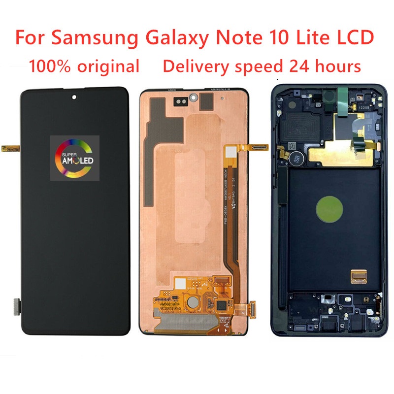 AMOLED untuk Samsung Galaxy Note 10 Lite Layar Lcd Digitizer Layar Sentuh dengan Bingkai untuk Samsung Note10 Lite N770