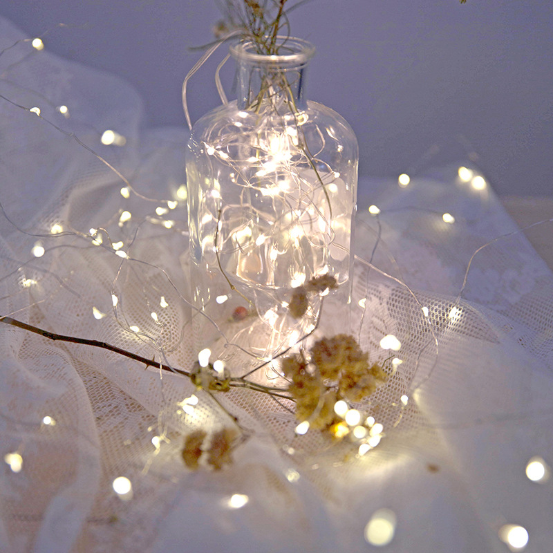 Guirnalda de luces LED con USB/batería de 20M, guirnalda de alambre de cobre y plata, luces de hadas impermeables para decoración del banquete de boda y Navidad