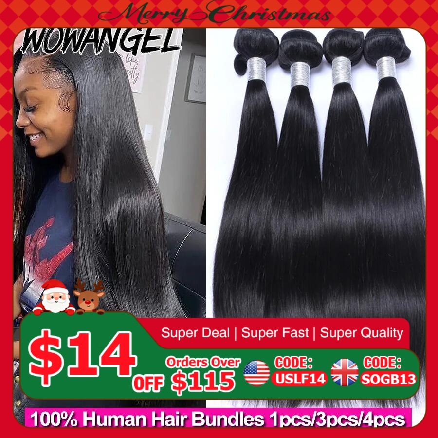 Wow Angel 28 30-дюймовые прямые пучки человеческих волос 1/3/4 шт. 10A Перуанские наращивания волос Remy Плетение пучков натуральных волос