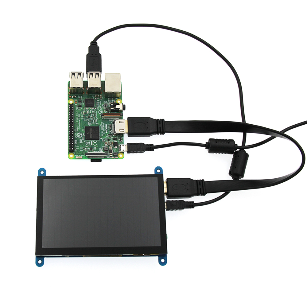 EQV 5 Zoll tragbarer Monitor HDMI 800 x 480 kapazitives Touchscreen-LCD-Display für Raspberry Pi 4 3B+/PC/Banana Pi