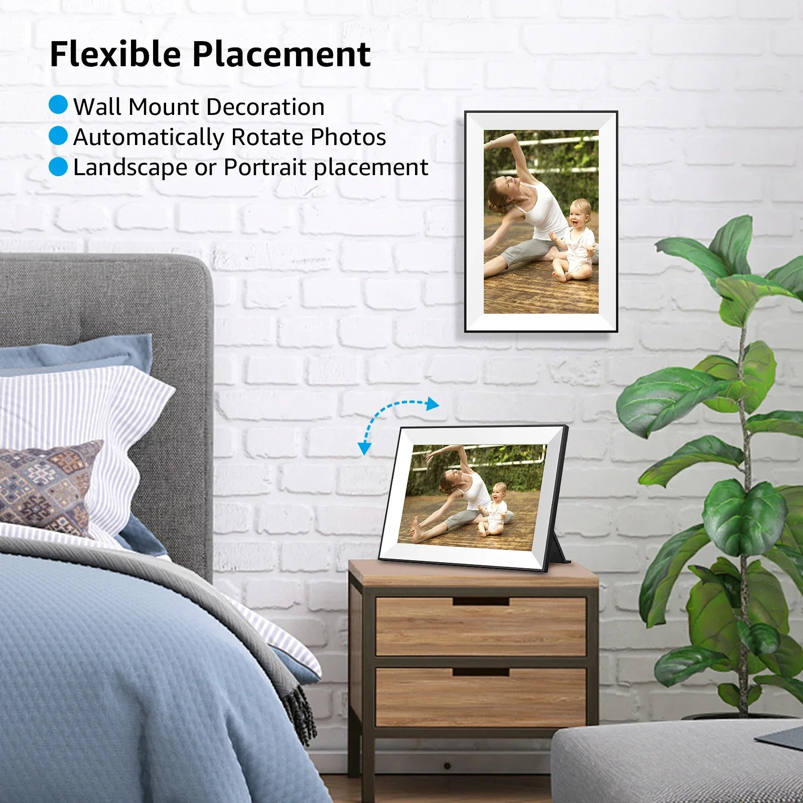 Frameo 32GB Digital Picture Frame 10.1 Inch Smart WiFi Digital Photo Frame with 1280x800 IPS HD Touch Screen with Wall Mountable