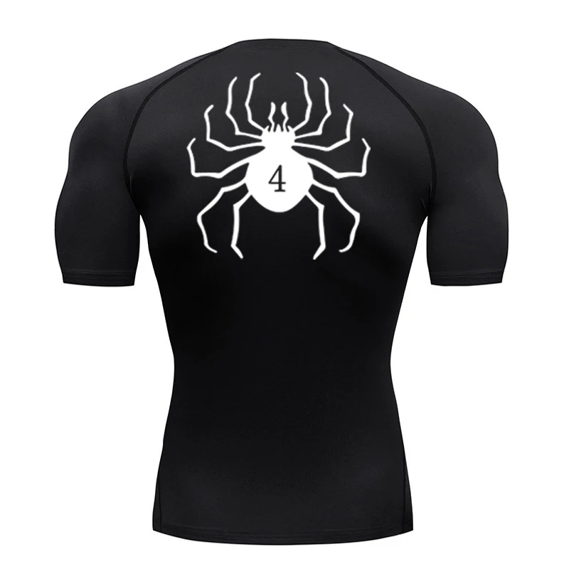 Spider พิมพ์เสื้อสําหรับชายออกกําลังกายฟิตเนส Undershirts แขนสั้นแห้งเร็วเสื้อยืดกีฬา Tops กีฬา