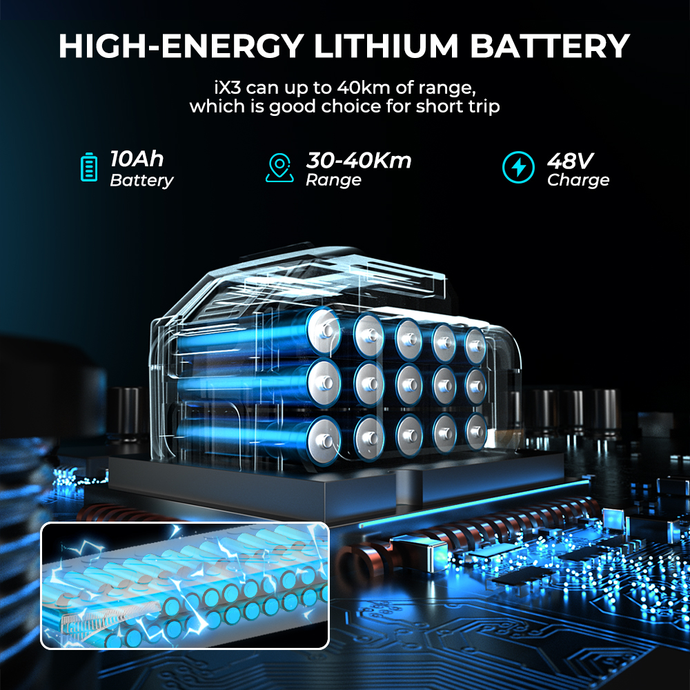IScooter-Trottinette électrique ibery, 800W, 48V, 15Ah, écran LCD, 10 pouces, vitesse de 40 km/h, autonomie de 40km