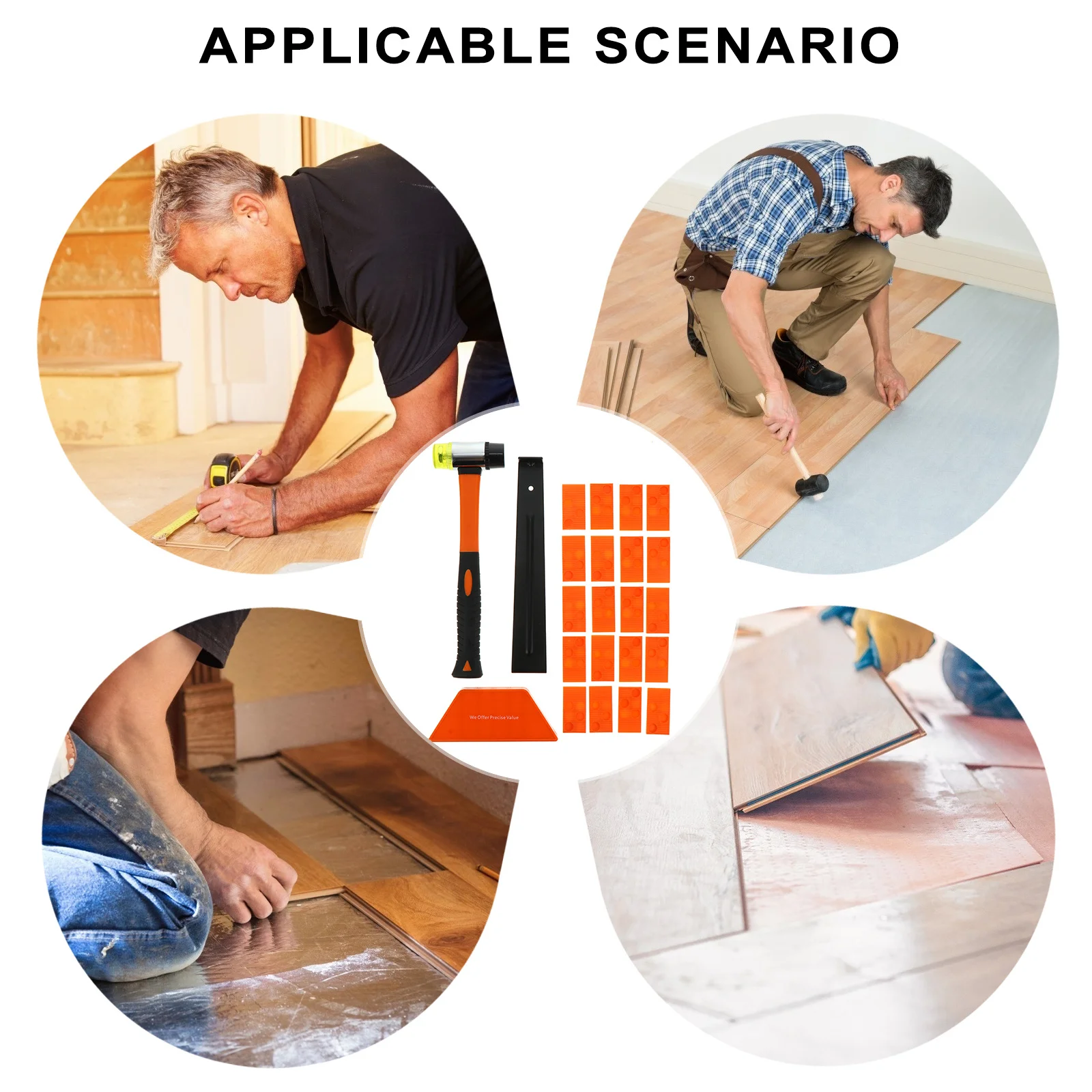 1Set Wood Floor Installation Tool Kit Durable Assembly Tools Home Use Practical Flooring Spacers Hammer Pull