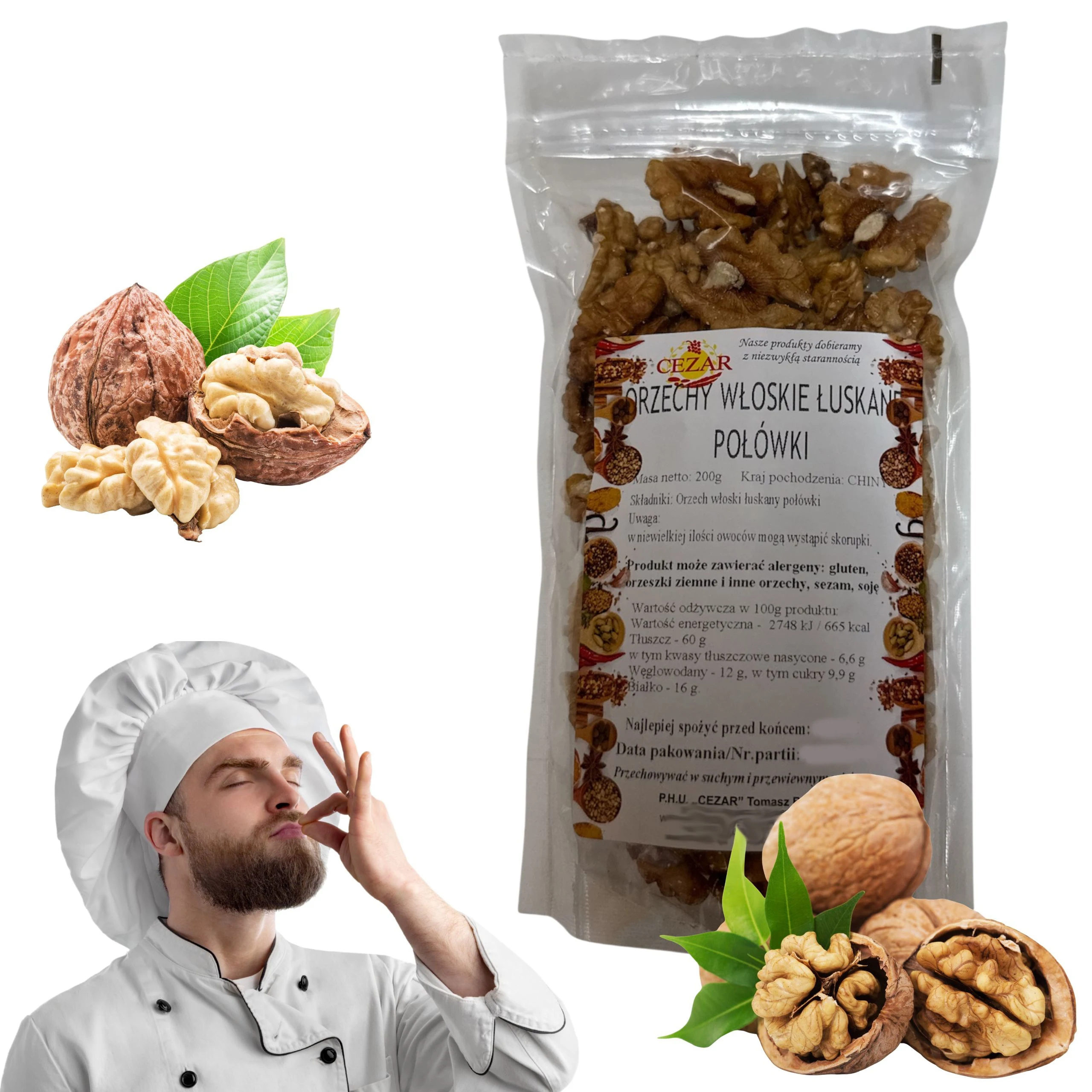 Orzechy Włoskie Łuskane Połówki Orzech Włoski 200G Naturalne Kawałki Zdrowe
