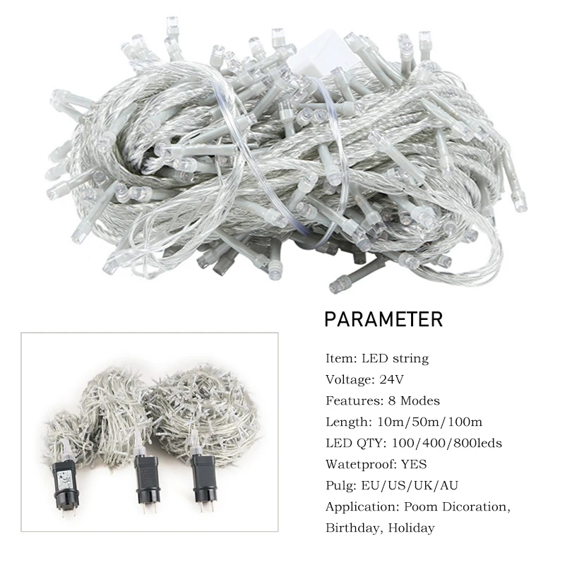 LED Weihnachten Lichterketten wasserdicht 10m-100m 8 Modi 24V-36V Urlaub Hochzeits feier String Dekor für Beleuchtung Feier