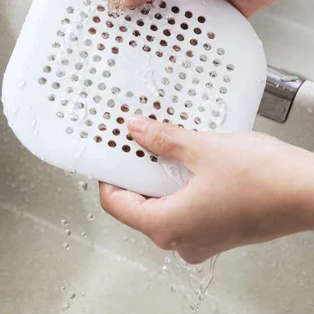 Square silicone absorbent drain for drains, kitchens, bathrooms and showers to prevent sinks from clogging the drain