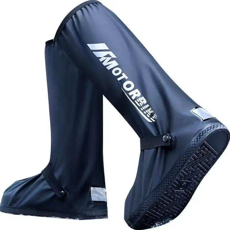 Botas de lluvia de tubo alto para motocicleta, calzado antideslizante reflectante impermeable, accesorios de protección reutilizables para ciclismo y bicicleta