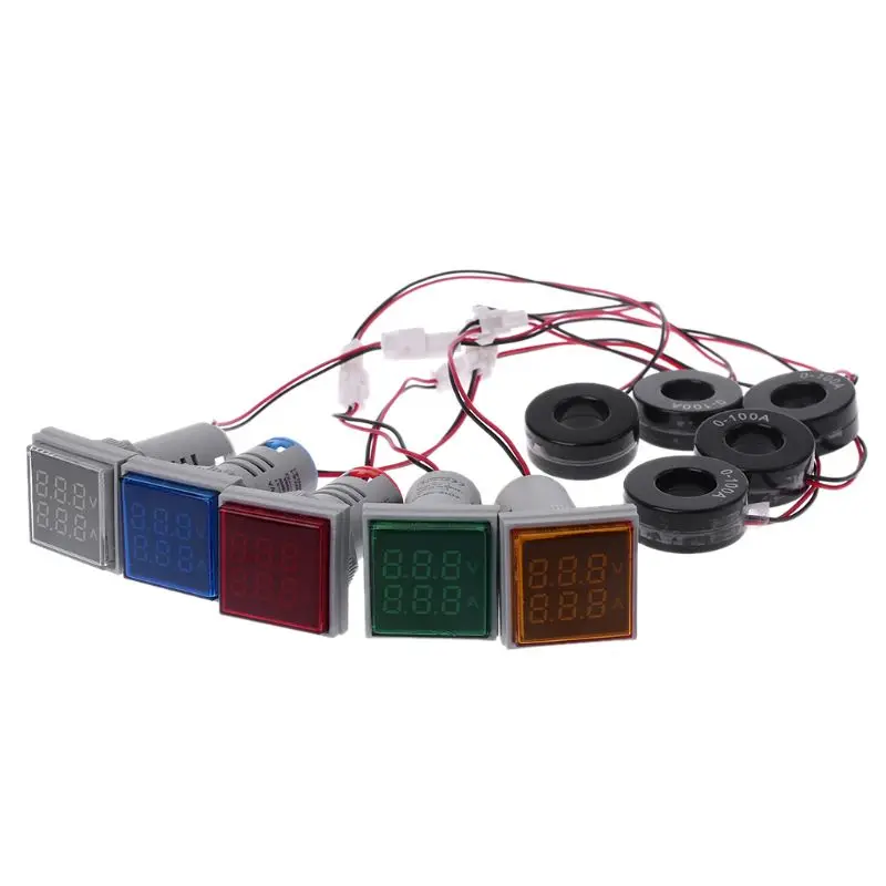 0-100A 60-500V Voltímetro Amperímetro Pantalla LED Voltímetro Decector corriente Squar KXRE
