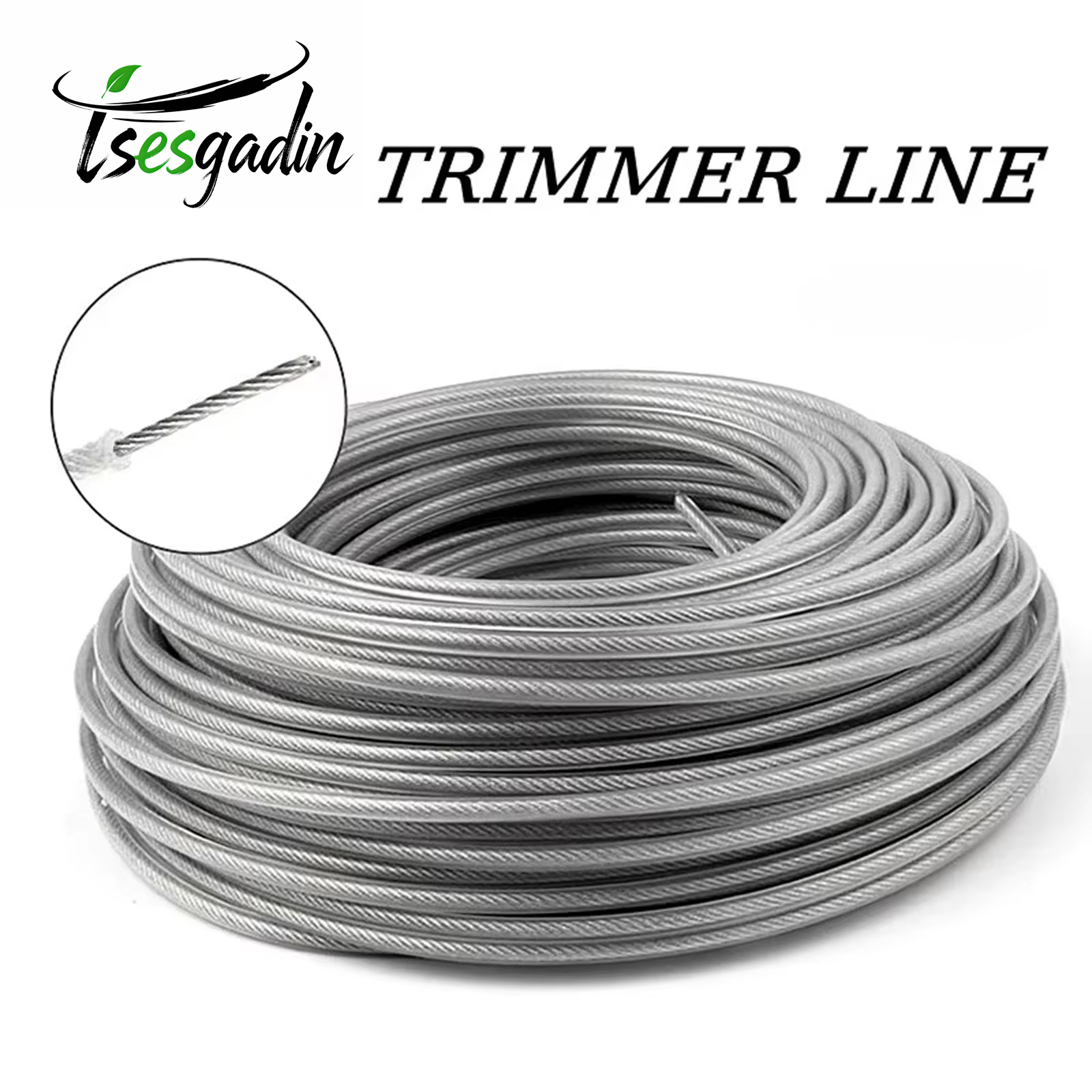 Стальная триммерная леска TSES 2 мм ~ 3 мм, стальная леска для поедания сорняков, сверхмощная проволочная леска для триммера, прочная стальная леска для триммера
