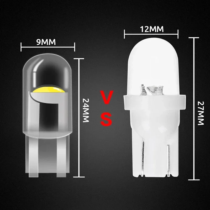 10PCS T10 W5W COB หลอดไฟ LED รถ WEDGE ที่จอดรถ Auto ป้ายทะเบียนโคมไฟโดมอ่านไฟ 12V Universal