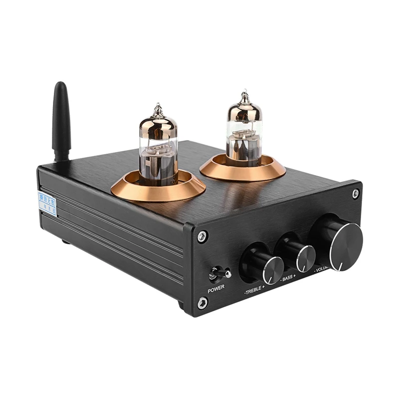 Amplifier Stereo, Buffer Hifi 6J5 Bluetooth 4.2 tabung Preamp Amplifier dengan nada Bass Treble