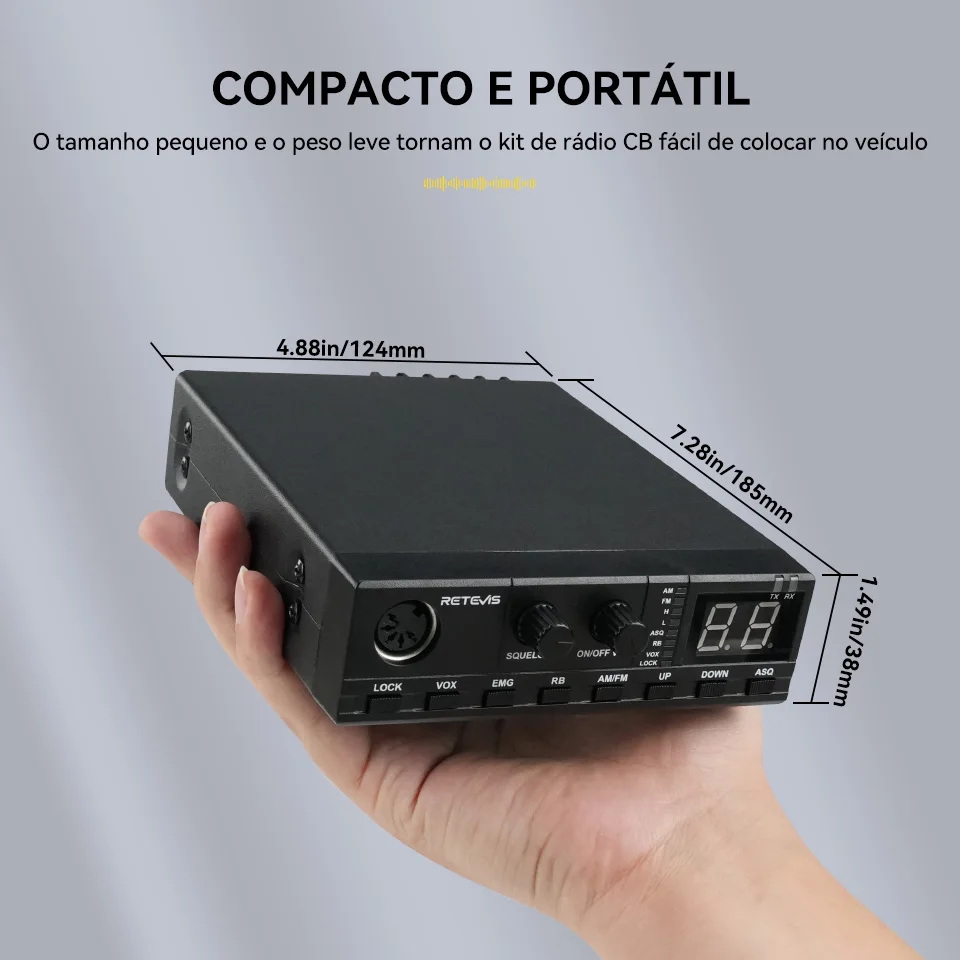 Retevis MB62 Comunicador de rádio CB para carro móvel AM/FM 27MHz Rádio CB portátil canal instantâneo 9/19 rádios de longo alcance para caminhantes