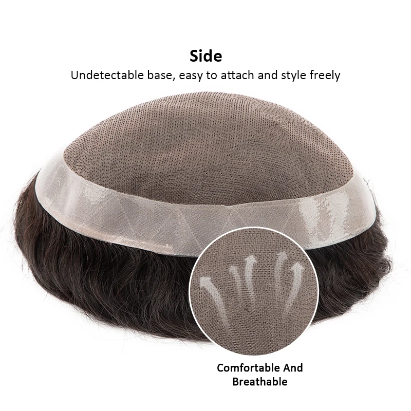 เส้นผมมนุษย์ระบบผู้ชาย Toupee Fine Mono Wig Pria 130% ความหนาแน่นทนทานผม Prosthesis Toupee ผู้ชาย6 "ผมผู้ชายวิกผม