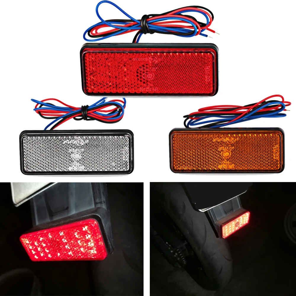 24LED Hình Chữ Nhật Xe Máy Phản Quang Đuôi Phanh LED Tín Hiệu Đèn Xe ATV LED Phản Quang Xe Tải Bên Cảnh Báo