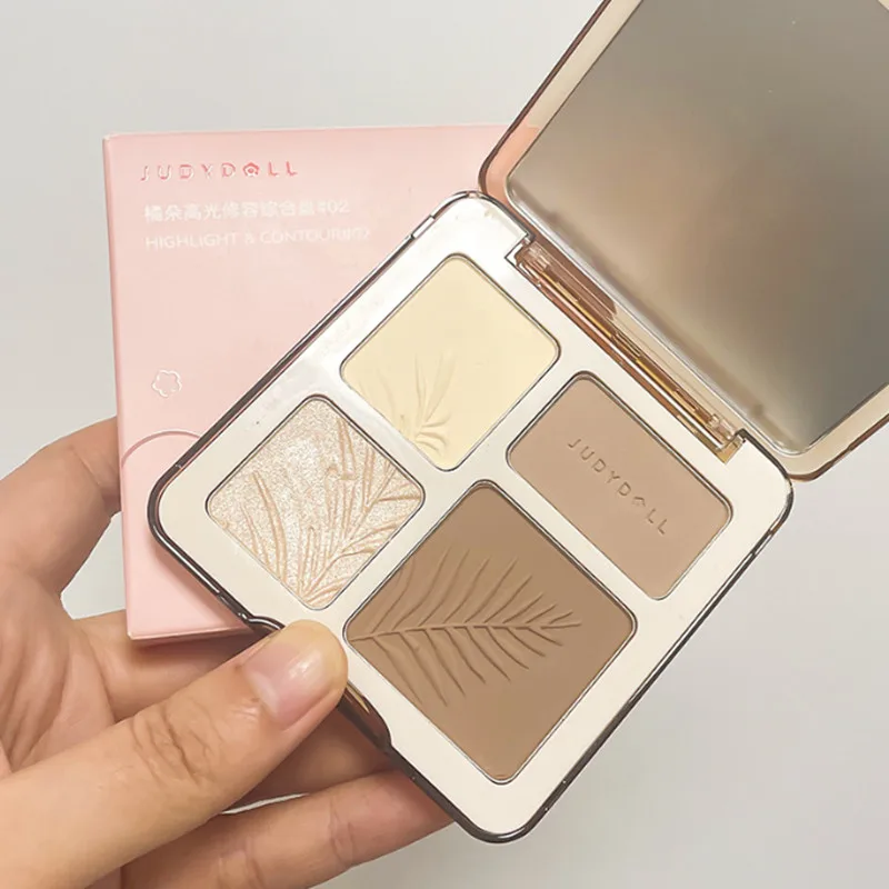 Judydoll Facial Highlighter Makeup Palette Face Matte Shadow Lasting Glow Brighten Contour Shimmer Powder 3D Nose Cosmetic