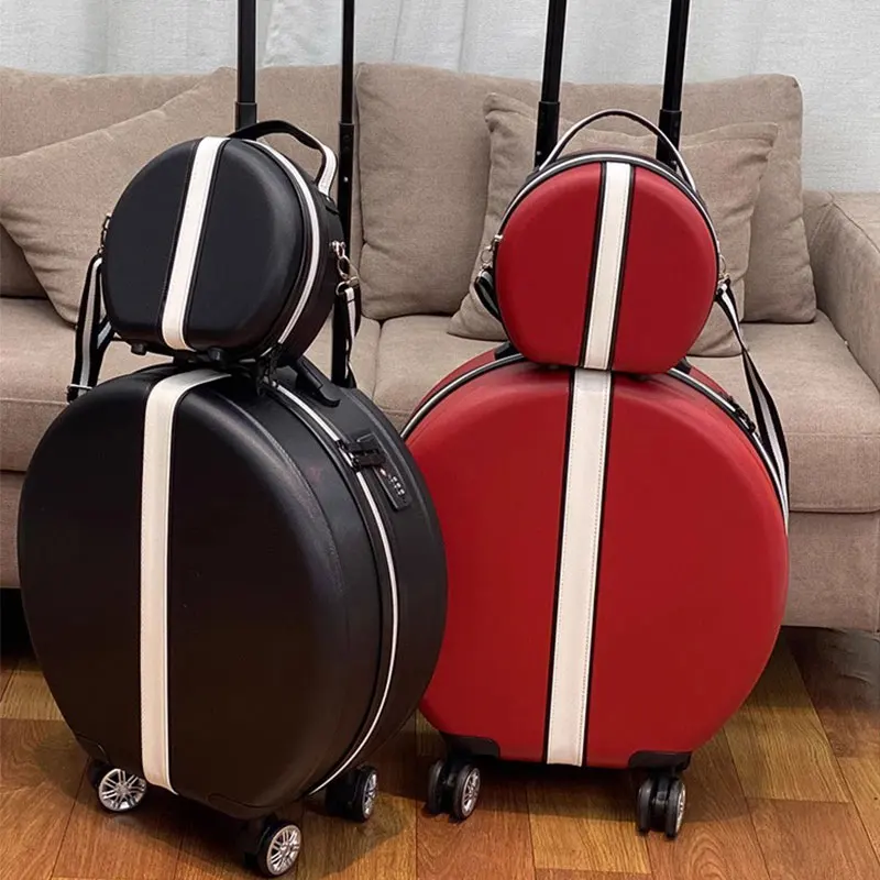 2024 Mode Koffer Umhängetasche Dame rundes Set 18 Zoll Boarding Lockbox Gepäck leise Universal Rad Licht Reisekoffer