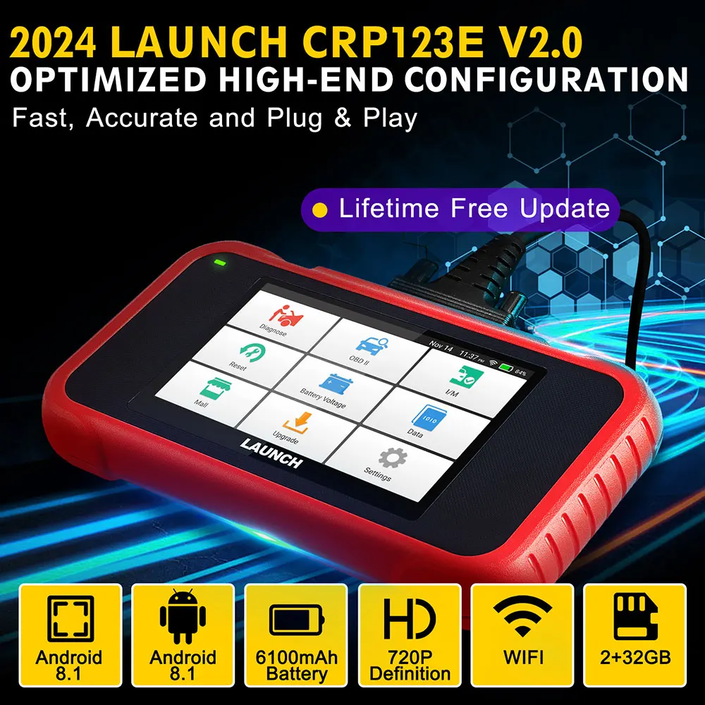 LAUNCH X431 CRP123E V2.0/CRP129E V2.0 Lebenslanges kostenloses Update SRS ABS Motorübertragung Scan Tool DTC Diagnosescanner OBD2 Auto