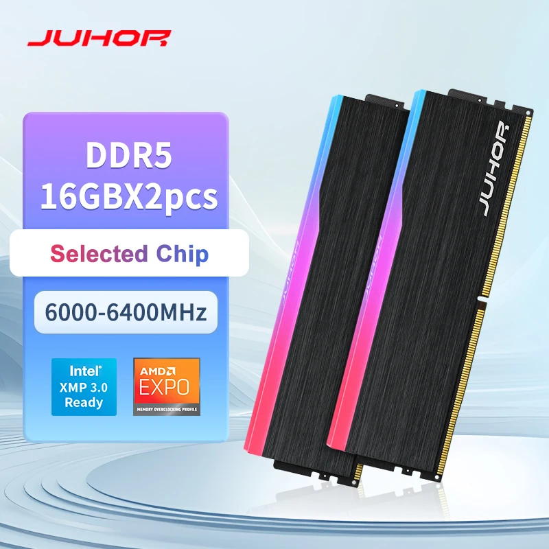 JUHOR Memoria Ram RGB DDR5 16GB 6000MHz 6400MHz PC5 Desktop Computer Dimm-geheugen