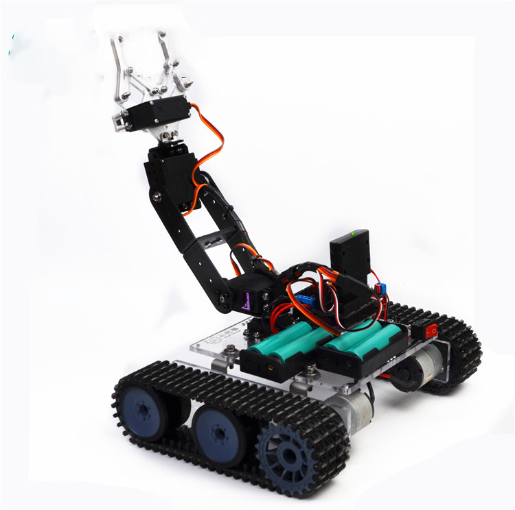 แขนหุ่นยนต์พร้อมรถถัง RC 4 dof สำหรับหุ่นยนต์ Arduino หุ่นยนต์อะคริลิคของตกแต่งงานปาร์ตี้ tangki REMOTE CONTROL Ps2 MG996หุ่นยนต์ตั้งโปรแกรมได้