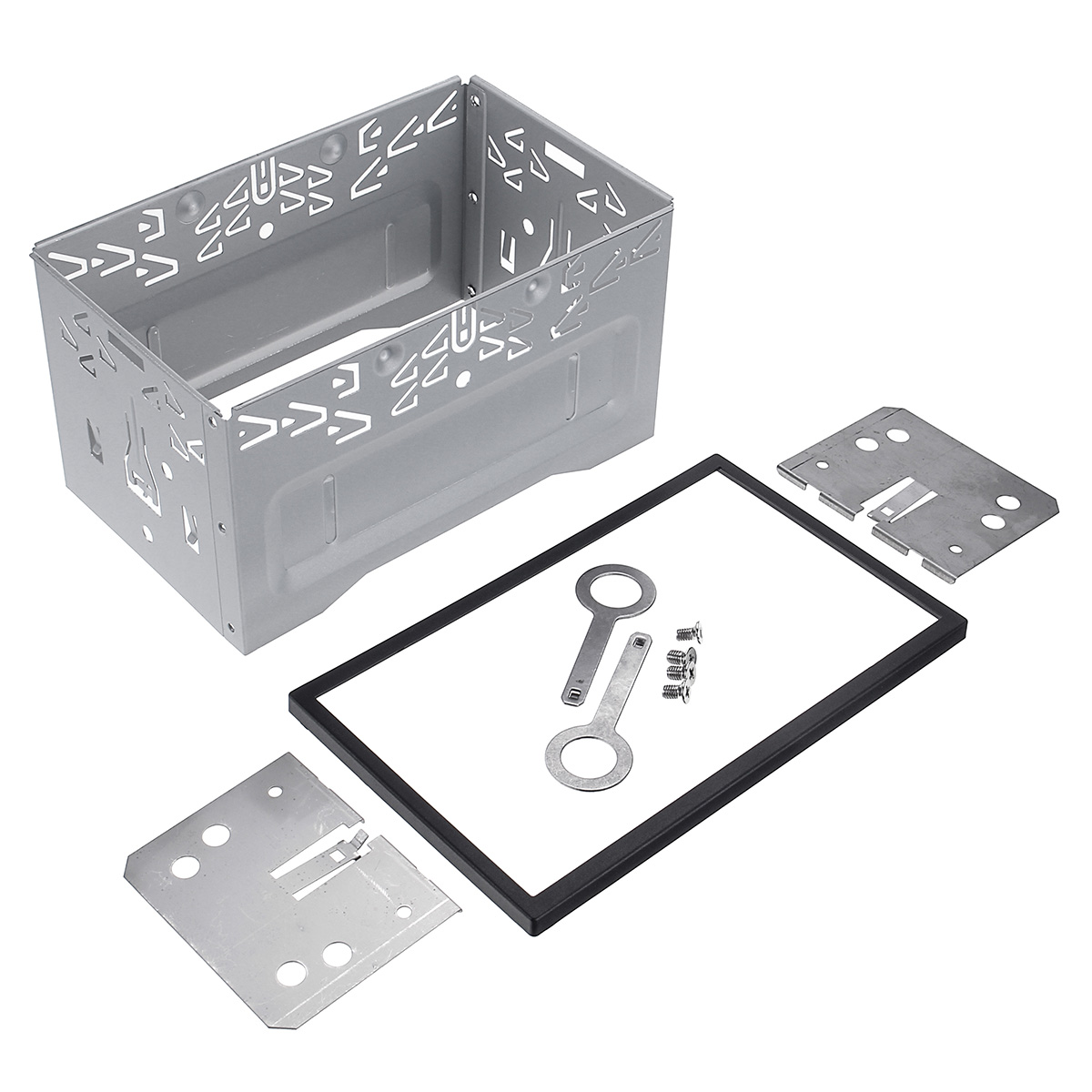 2Din ステレオラジオケージフレームユニットユニバーサルラジオ DVD プレーヤー筋膜パネルプレートケースオーディオダッシュ取付フレーム 80x110x100mm