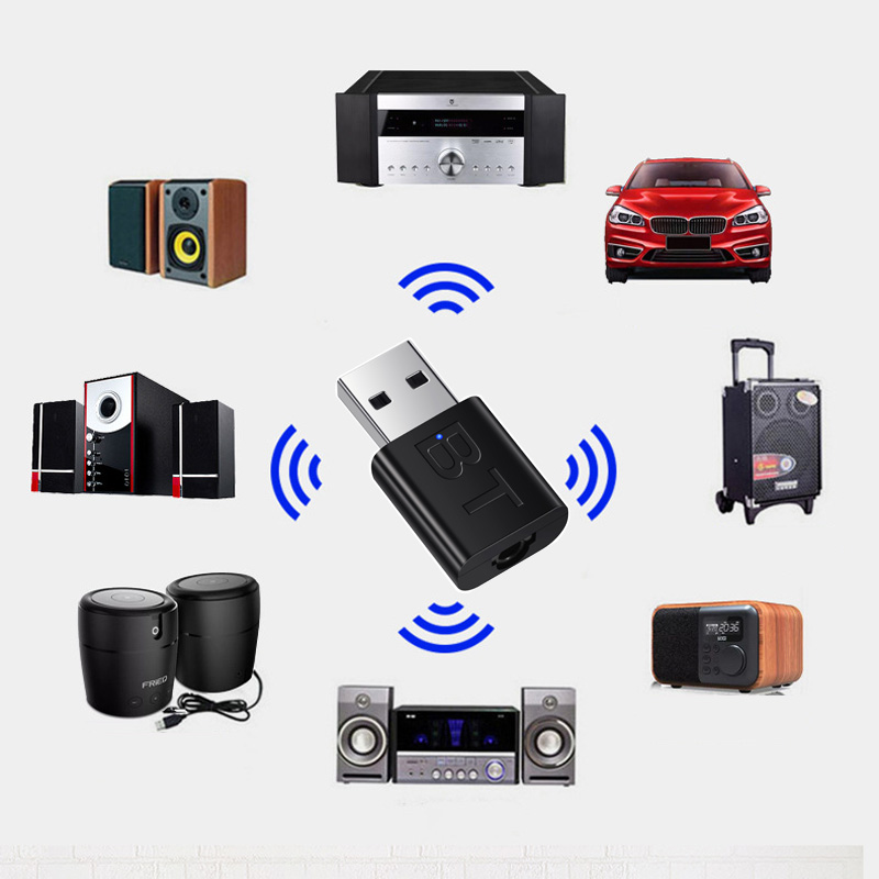 USB Bluetooth 5.0 Empfänger Drahtloser Bluetooth-Adapter 3,5 mm AUX-Buchse für PC Auto Musik AUX Stereo-Audio-Adapter für TV-Kopfhörer