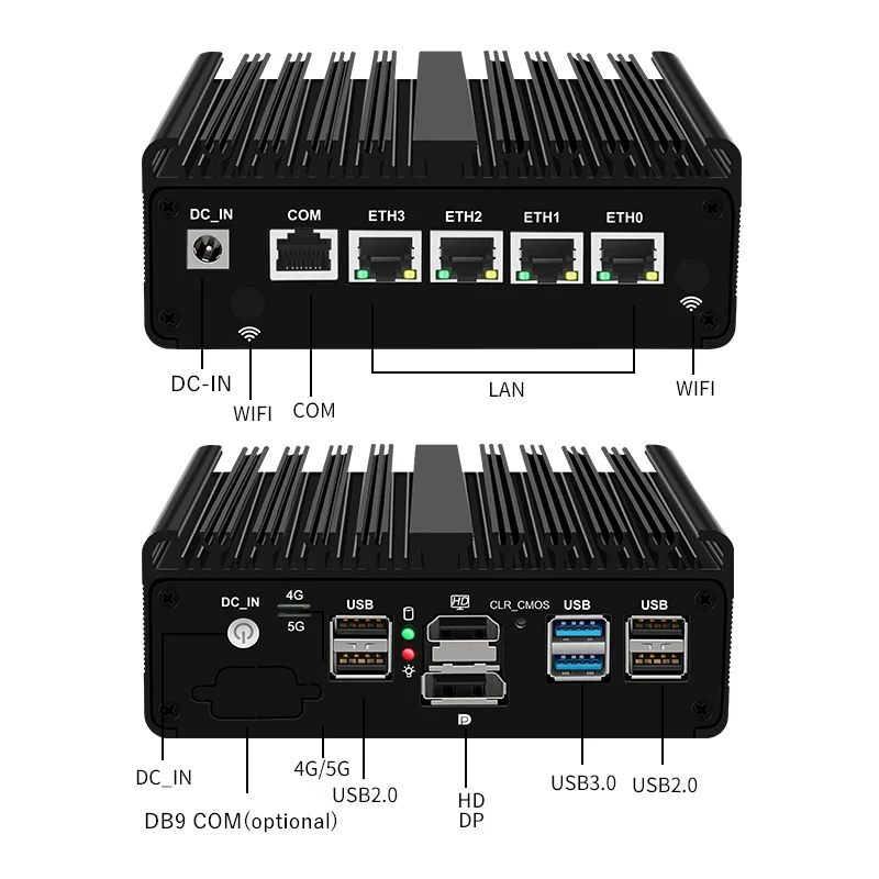 Безвентиляторный импульсный программирующий маршрутизатор pfSense J4125 N5105 N100 4x i226-V 2.5G LAN NVMe Barebone Mini PC HDMI2.0 DP AES-NI OPNsense Win11