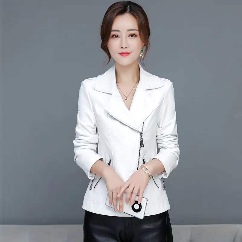 M-6XL 女の人 セパレートレザー ジャケット着 春 秋 新 ファッション むやみに めくる ファスナー スリム 短い コート着 女の人 サイズを大きくする