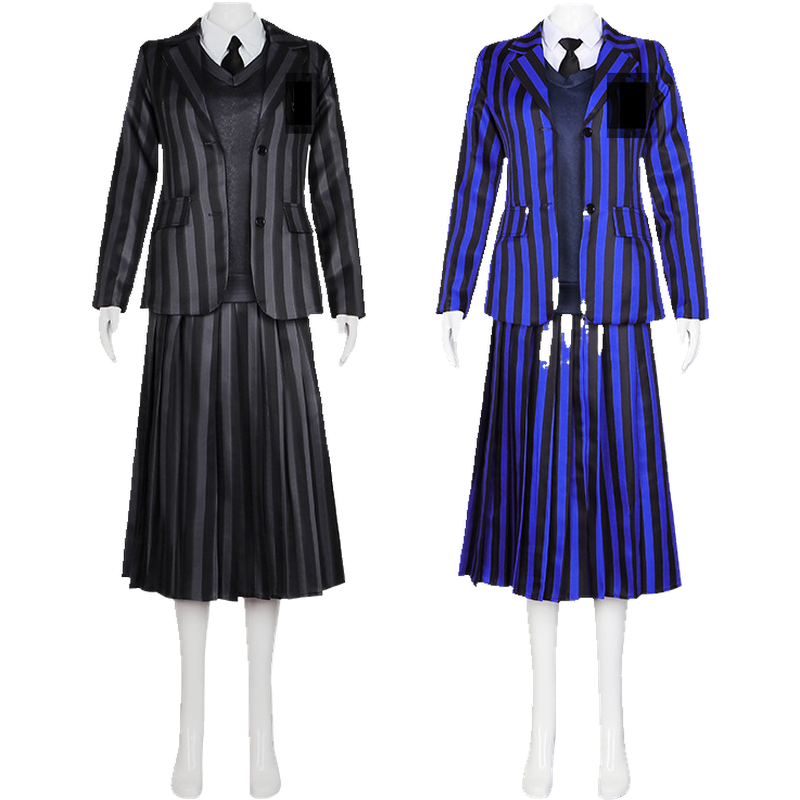 Fsia de Cosplay da Wednesday Adams, Conjunto de orme Escolar, Fsia de Personagem Principal Fena, Coleção de I...