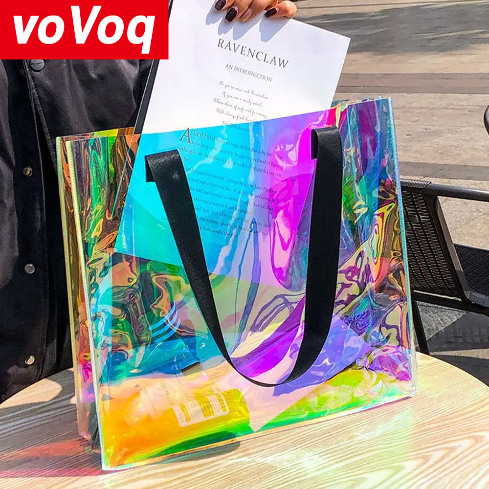Heiße Verkäufe Sommer transparente Laser PVC Handheld-Tasche modische große Kapazität wasserdichte Damen Umhängetasche Geschenkt üte