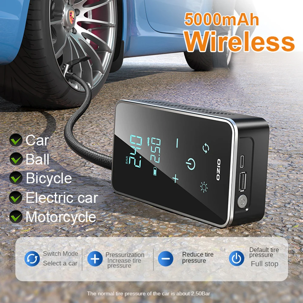Auto mini montado sem fio bomba de inflação bomba de ar carro motocicleta bicicleta pneu inflator universal elétrico inflator portátil