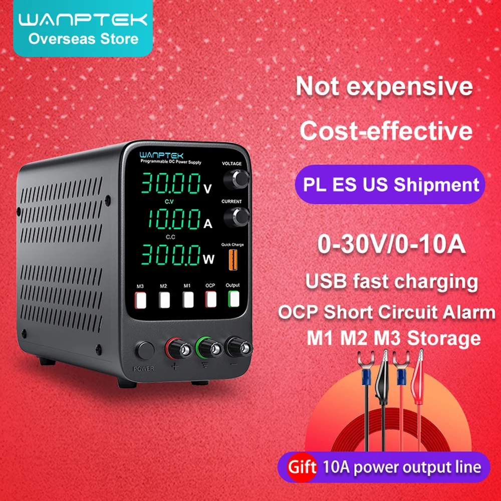 Wanptek Labornetzteil 30 V, 5 A, 30 V, 10 A, 60 V, 5 A, 120 V, 3 A, verstellbares Tisch-Gleichstromnetzteil