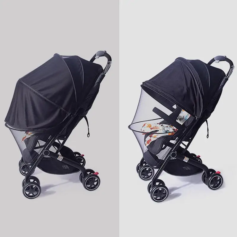 Respirável Double Zip Stroller Netting para Crianças, Fly Cover, Sun Shade, Protetor, Proteção UV, Malha Ajustável
