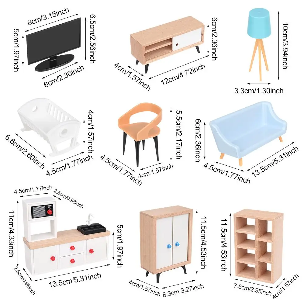 Tỉ Lệ 1:12 Nhà Búp Bê Thu Nhỏ Đồ Nội Thất Ghế Sofa Giường Tủ Quần Áo Tủ Tivi Mini Đồ Mặc Cảnh Mẫu Chơi Nhà Micro Phong Cảnh