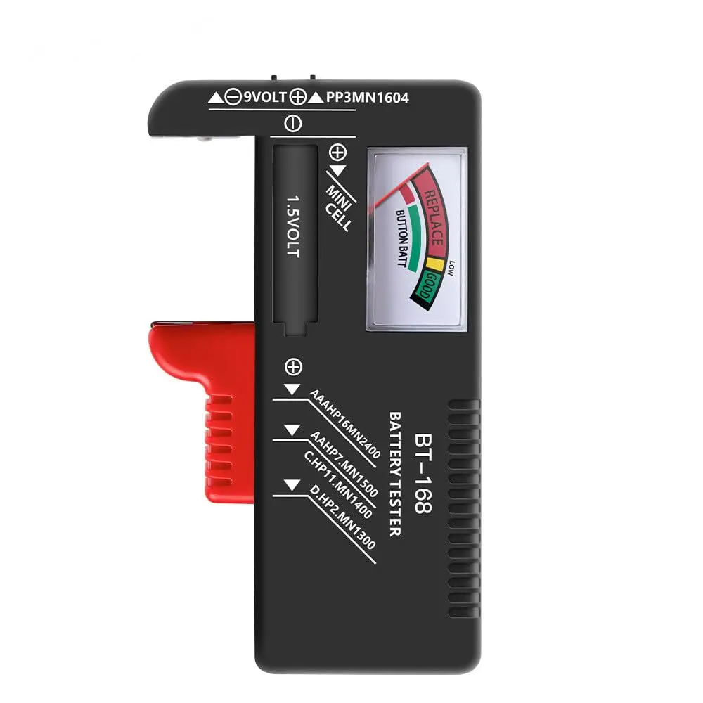 เครื่องทดสอบแบตเตอรี่อเนกประสงค์ BT-168 สำหรับแบตเตอรี่ AA AAA C D 9V 1.5V และแบตเตอรี่แบบกระดุม ตรวจสอบแรงดันไฟฟ้าและสี
