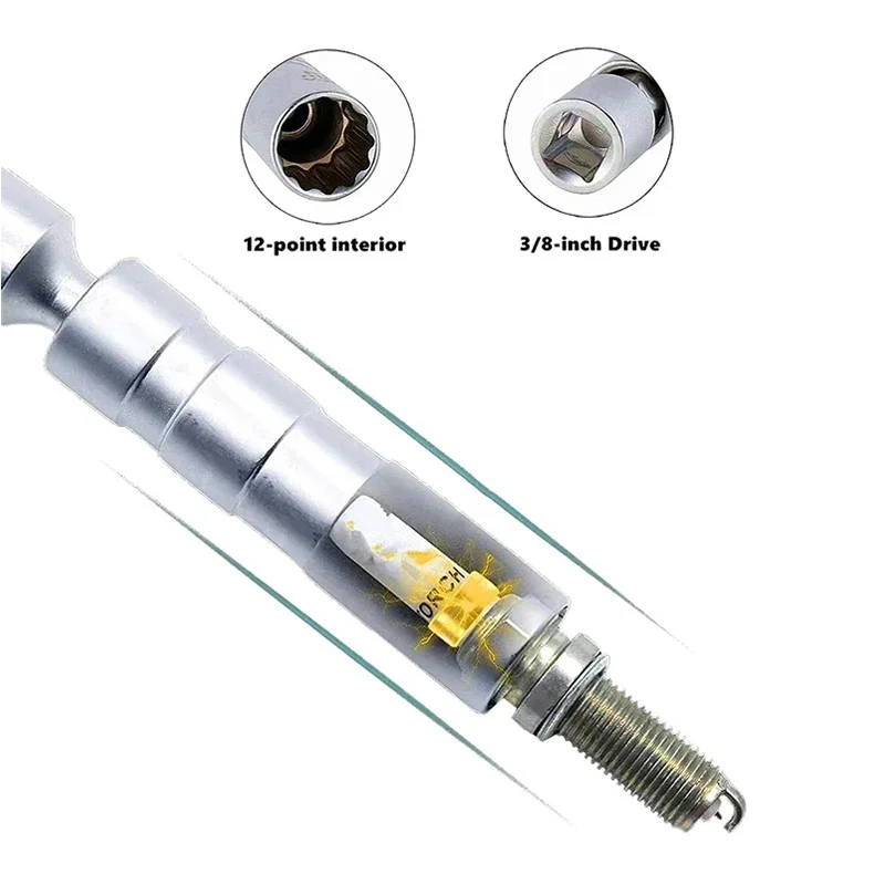 Spark Plug Universal Sleeve Wrench 3/8 Inch Socket Magnetic 12 Point Angle Thin Wall Ignition Plug Car Removal Tools 14mm 16mm