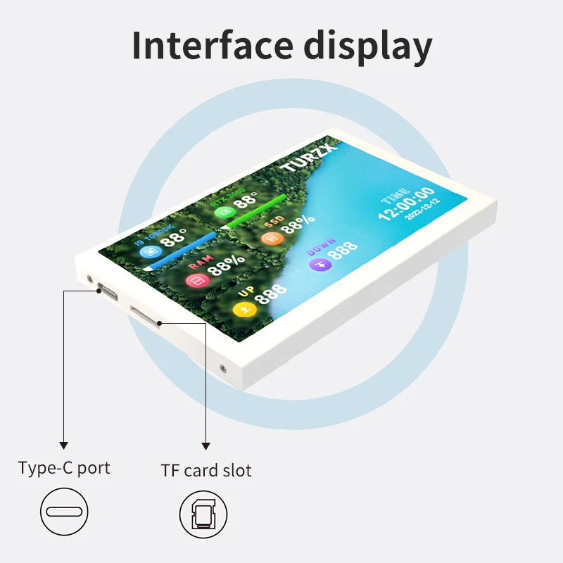 Pantalla secundaria IPS tipo C de 5 pulgadas pantalla LCD dinámica 800x480 CPU GPU RAM HDD monitoreo libre AIDA64 con caja de aluminio
