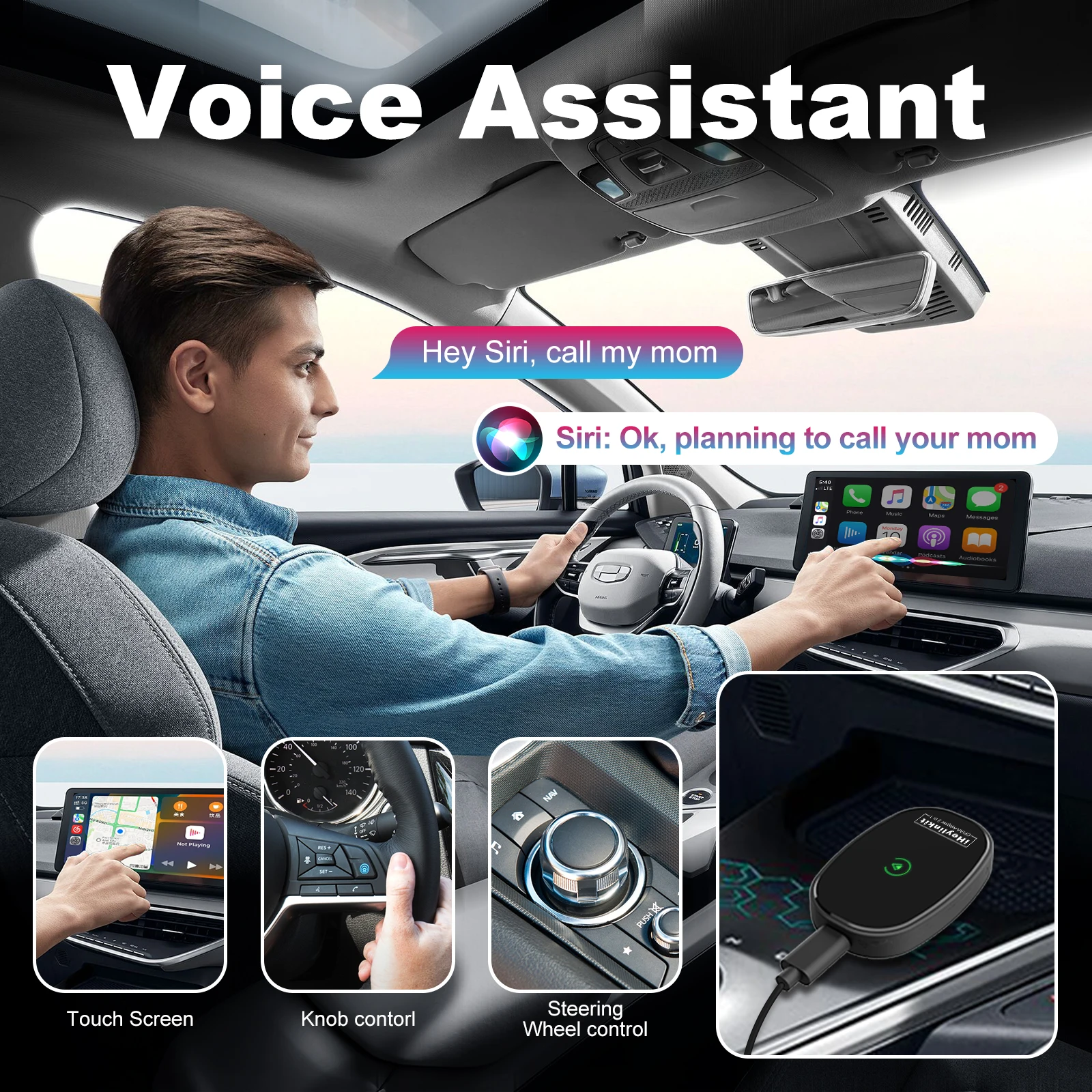 IHeylinkit nuevo 2 en 1 Ai Box Mini inalámbrico Carplay Android adaptador inalámbrico automático conectividad inteligente para la mayoría de los modelos de vehículos
