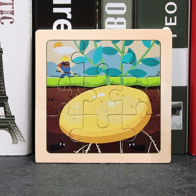 11X11Cm Bé Montessori Đồ Chơi Gỗ Xếp Hình Hoạt Hình Hình Trái Cây Xe 3d Trò Chơi Xếp Hình Giáo Dục Ghép Hình Đồ Chơi trẻ Em
