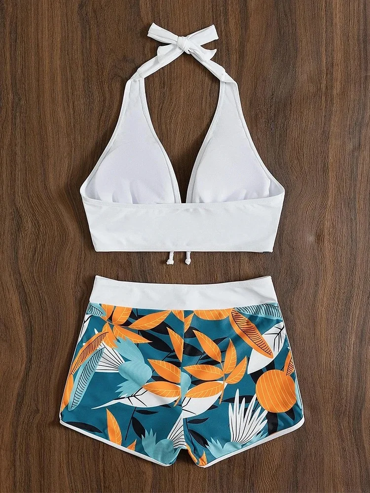 Licou Bikini ensemble maillot de bain court femmes taille haute maillots de bain femme imprimé baigneurs natation maillot de bain maillots de bain