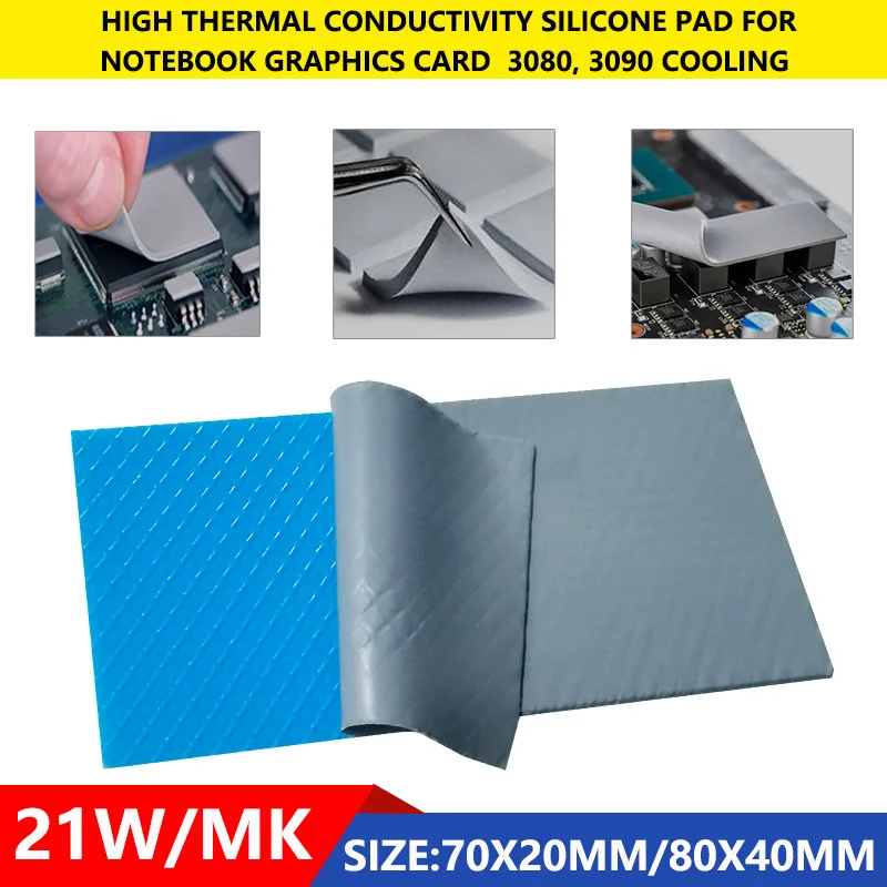 Good 21W/MK New Thermal Pad GPU CPU Heatsink Cooling Conductive Silicone Pad High Performance Thermal Pads Multi Size Thickness