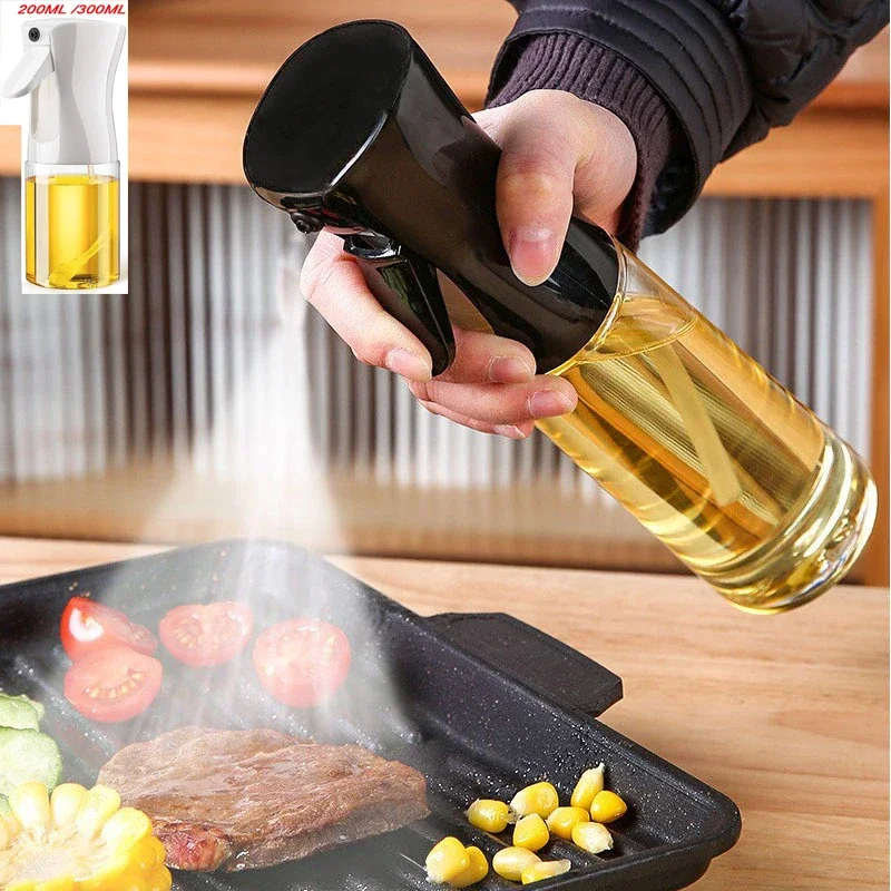 Botella pulverizadora de aceite de 200ml y 300ml, dispensador de aceite de oliva para cocina, barbacoa, Camping, hornear, vinagre vacío, salsa de soja, contenedores rociadores