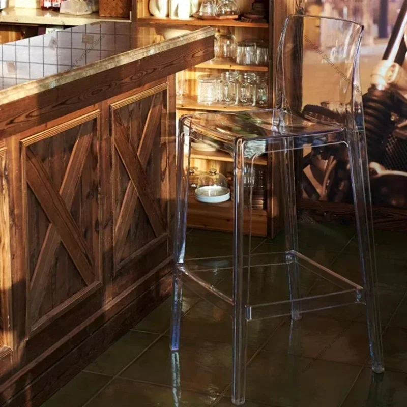 Hohe Esszimmer Bar Stühle Büro Nordic Accent Samt Barhocker Luxus Transparent Acryl Design Banqueta Home Möbel HBBC