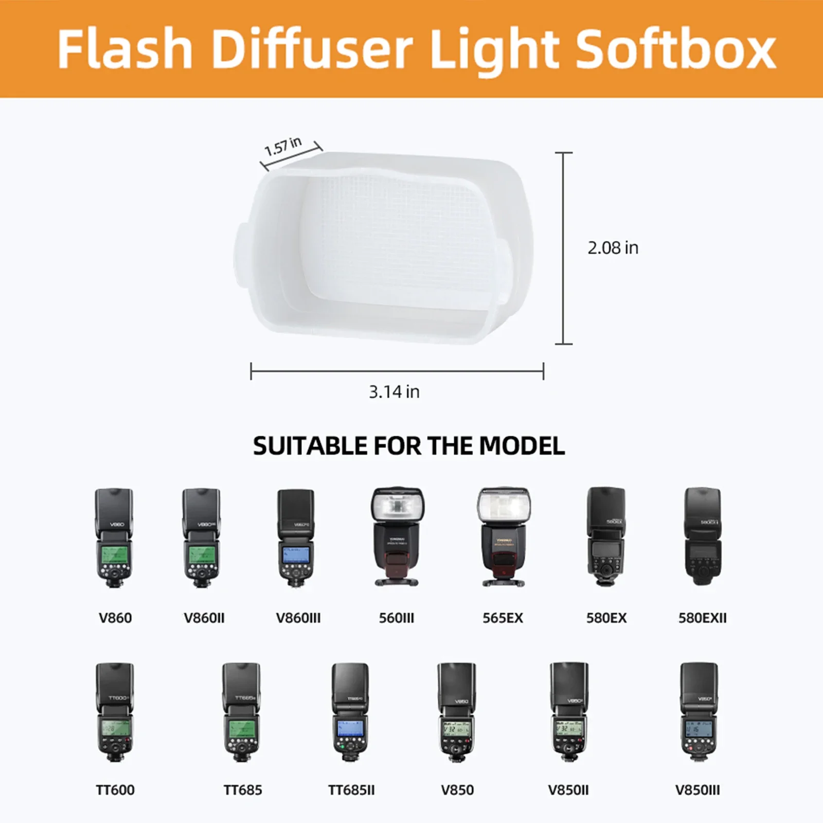 Flash Diffuser Dome Bounce Fit for Canon Speedlite 580EX 580EX II V850 860II TT685 TT600 TT520II Yongnuo YN-560/565
