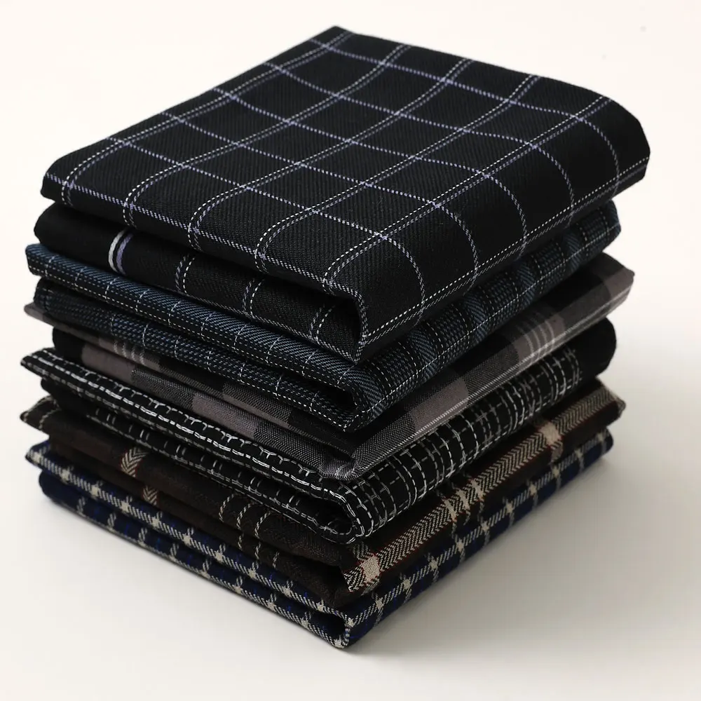 6 Packs of Men's Pure Cotton Plaid Handkerchiefs, Gentleman's Suit Flap Pocket Pants Squares, Thin Sweat Towels, Wedding and Holiday Supplies