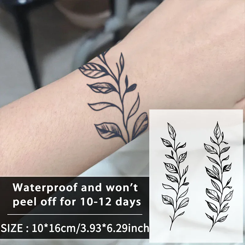 1 Stück Blatt-Armband, wasserdicht, temporäre Tattoo-Aufkleber, langlebig, wasserdicht für ein bis zwei Wochen, für Arm, Bein.