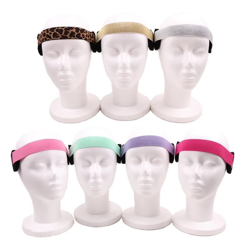 1 pçs borda derreter banda para perucas de renda com orelha puff ajustável elástico bandana com protetor de orelha peruca banda com capas de orelha roxo